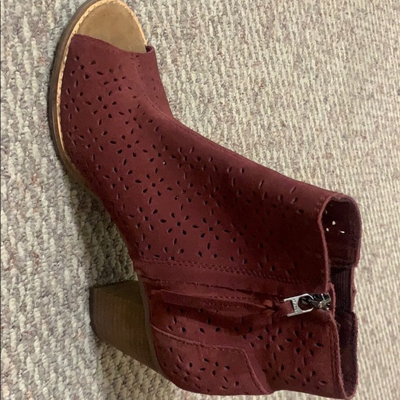 BOOTIE OPEN TOE Tom's suede wine color - Picture 2 of 4
